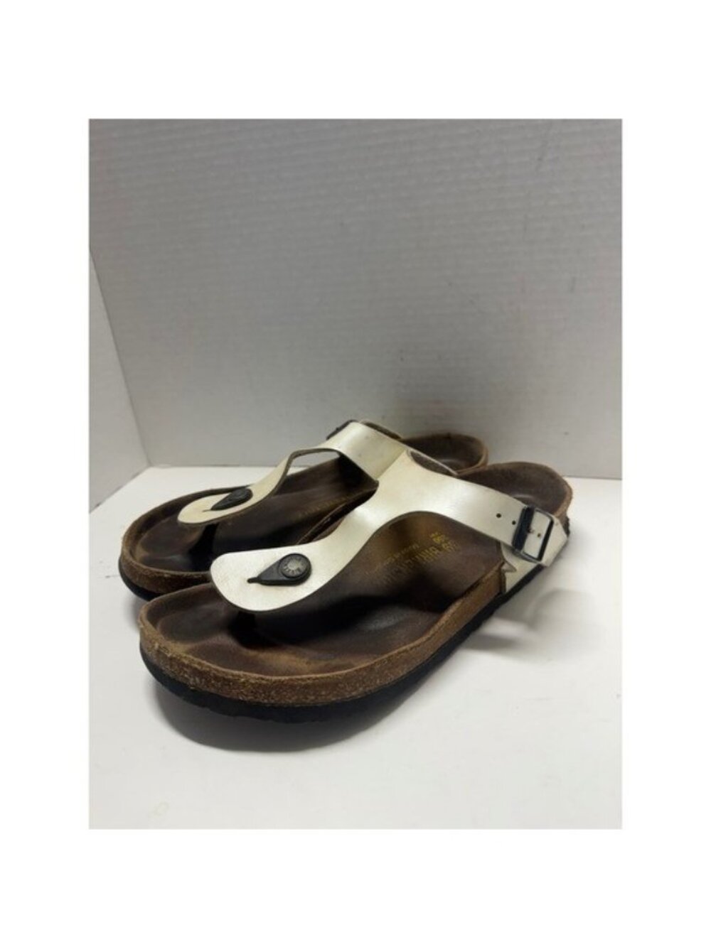 Birkenstock Gizeh White Birko-Flor Thong Sandals Size 39 Womens 8-8.5